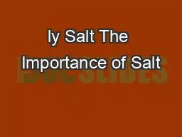 ly Salt The Importance of Salt