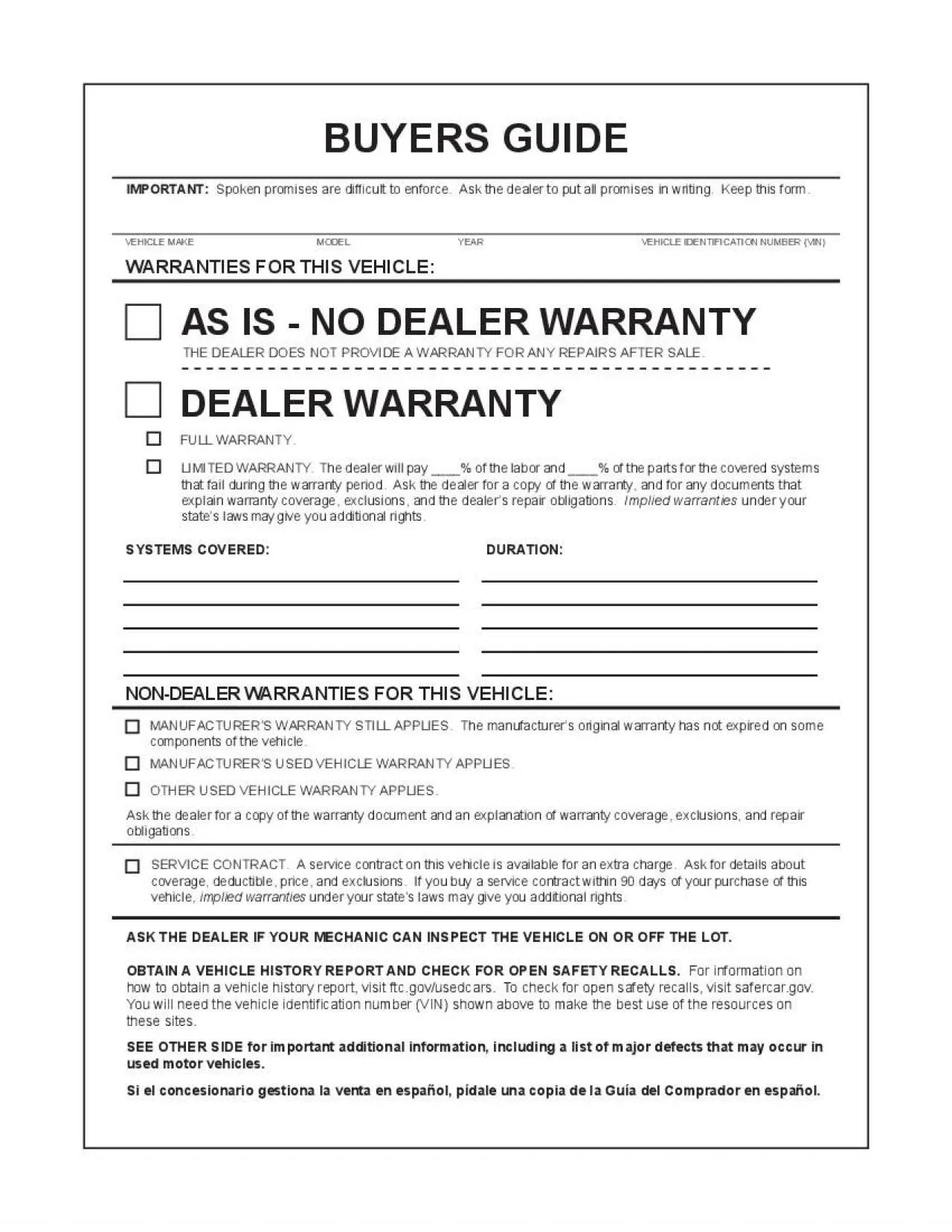 PDF-ASK THE DEALER IF YOUR MECHANIC CAN INSPECT THE VEHICLE ON OR OFF THE