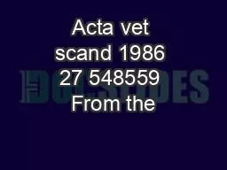 Acta vet scand 1986 27 548559 From the