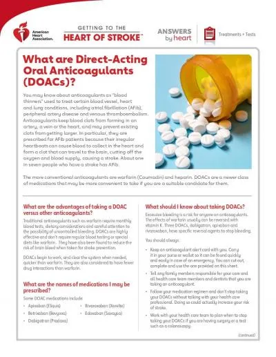 What are the advantages to taking a DOAC Traditional anticoagulants su