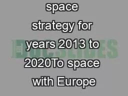 Finland146s space strategy for years 2013 to 2020To space with Europe