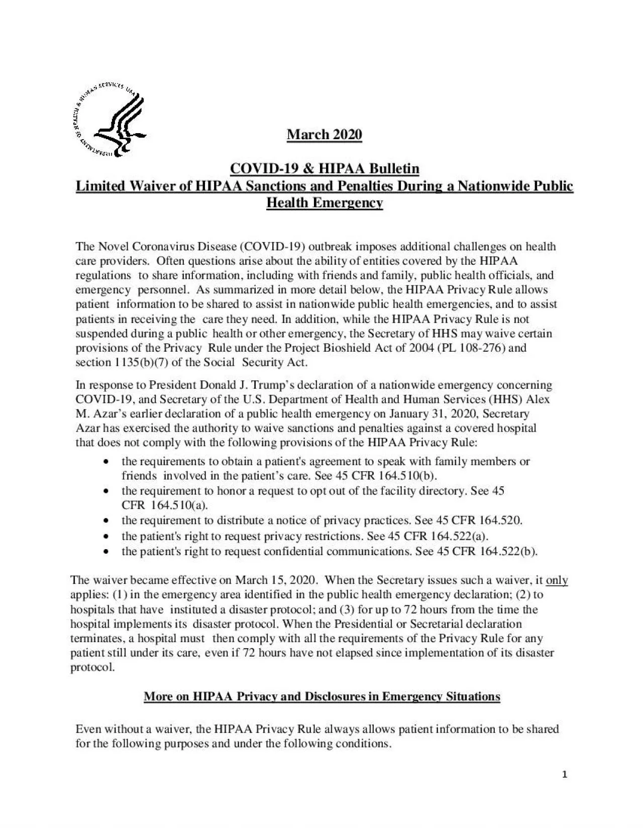 PDF-COVID19 HIPAA Bulletin