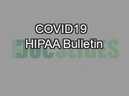 COVID19  HIPAA Bulletin