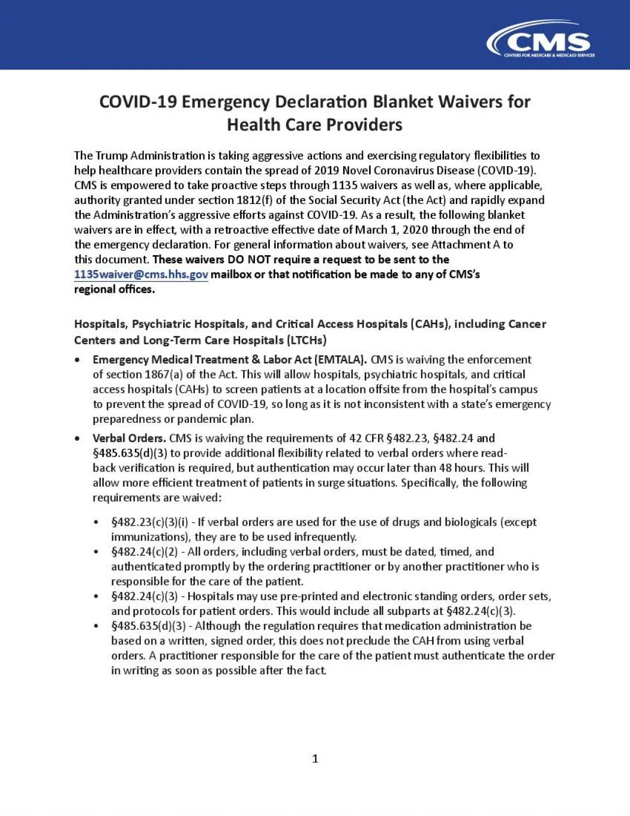 PDF-COVID19 Emergency Declarax00740069on Blanket Waivers for Health Care