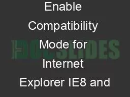 Directions to Enable Compatibility Mode for Internet Explorer IE8 and