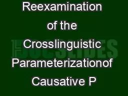 A Reexamination of the Crosslinguistic Parameterizationof Causative P