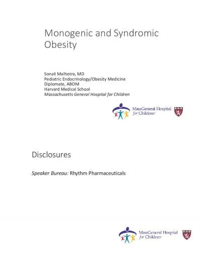 Monogenic and Syndromic SonaliMalhotra MDPediatricEndocrinologyObesit