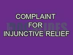 COMPLAINT FOR INJUNCTIVE RELIEF