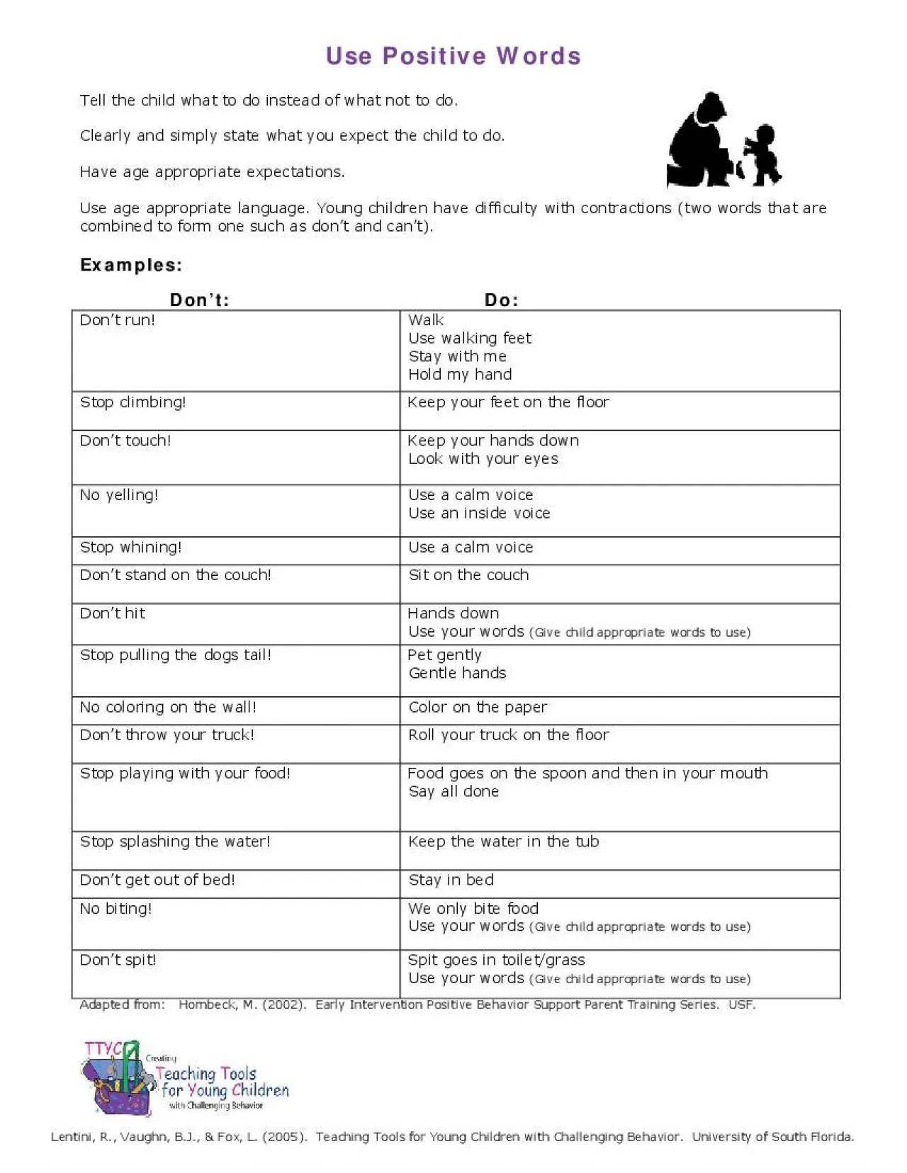 PDF-Tell the child what to do instead of what not to do you expect the