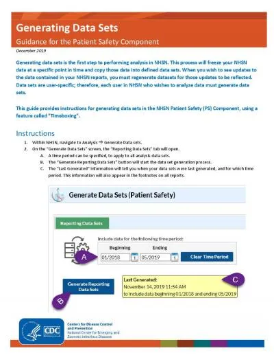 Generating Data SetsGuidance for the Patient Safety ComponentDecember