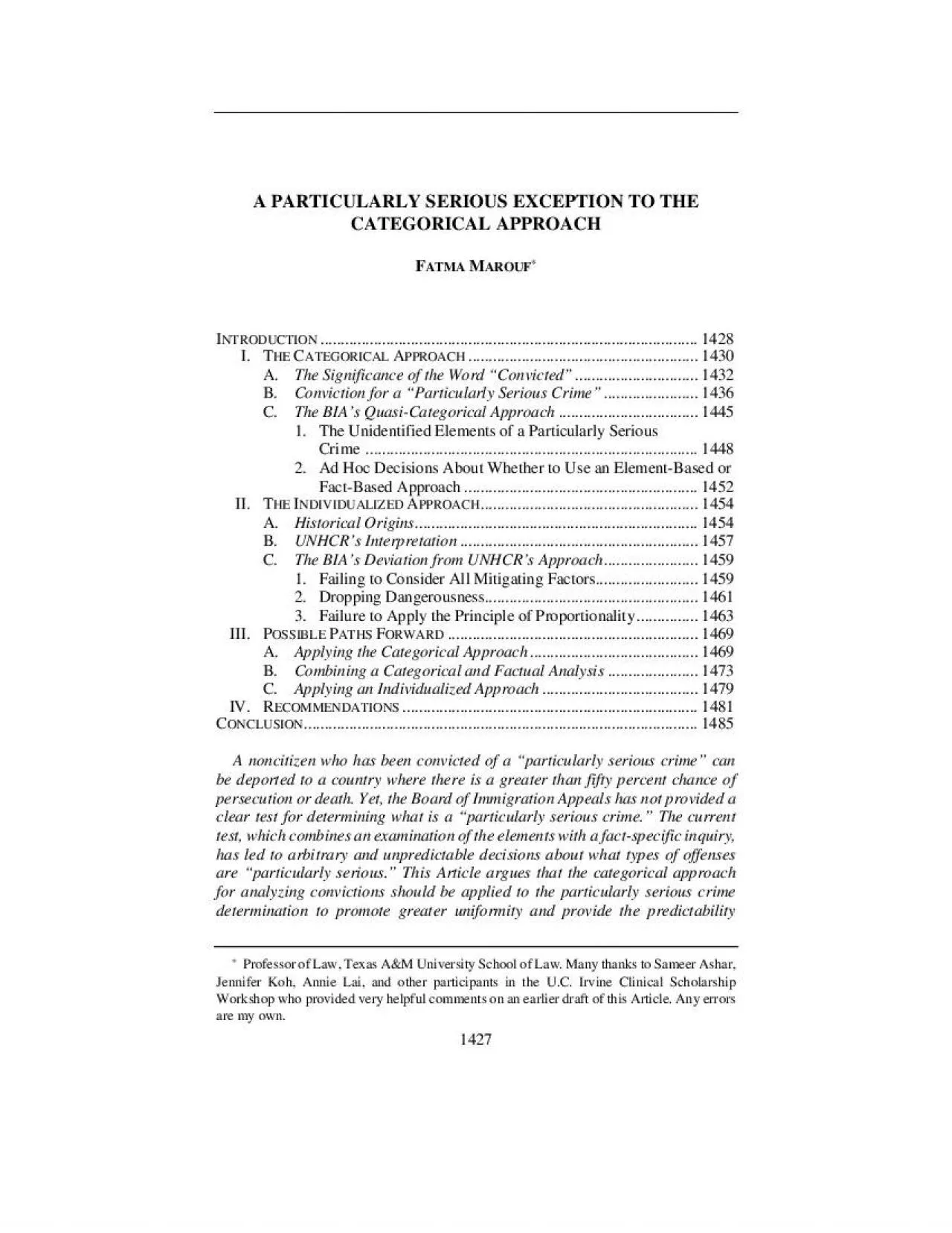 PDF-1427A PARTICULARLY SERIOUS EXCEPTION TO THE CATEGORICAL APPROACH ATMA