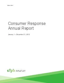 Consumer Response Annual Report January 1  December 31 2015