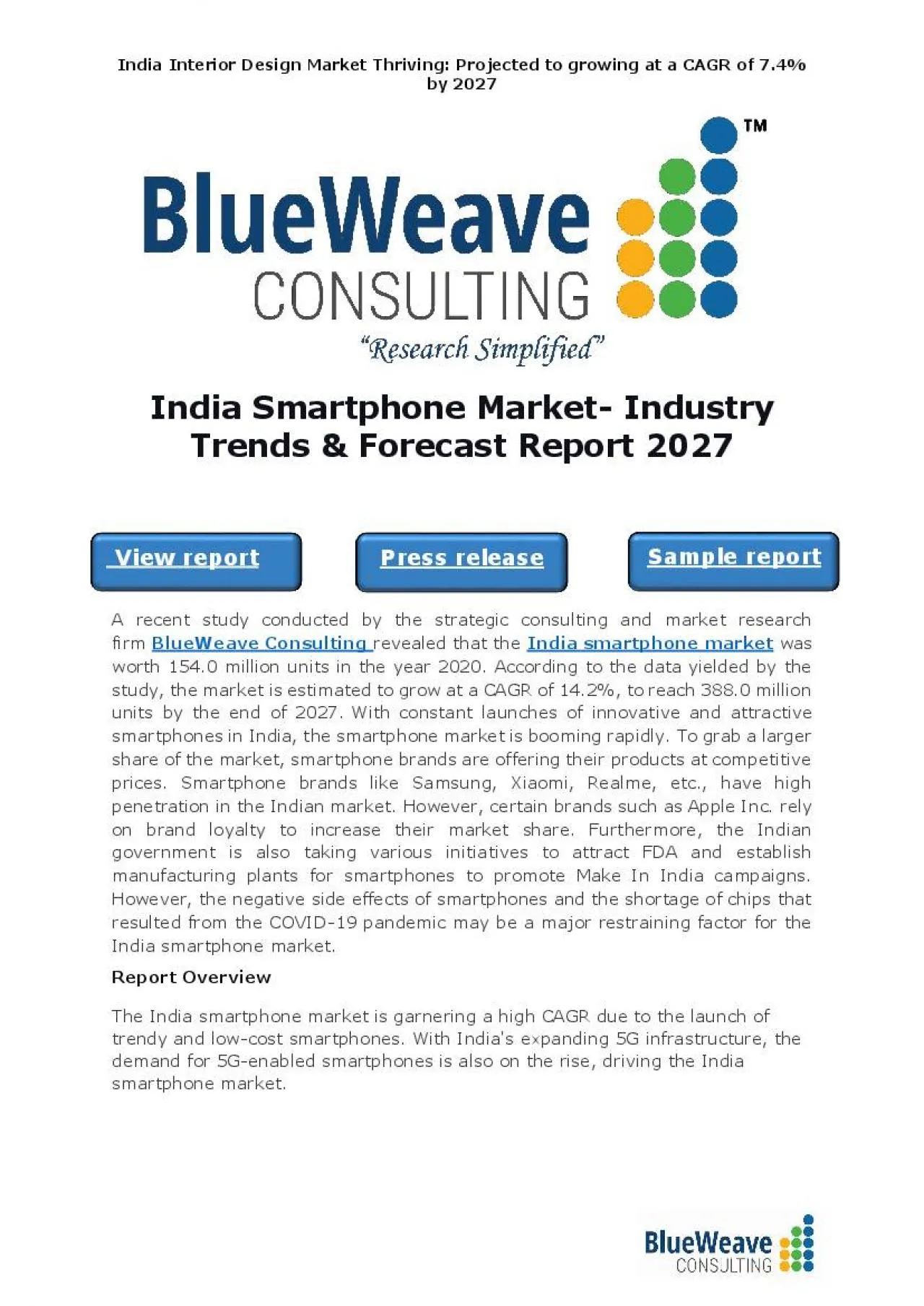 PDF-India Smartphone Market- Industry Trends & Forecast Report 2027