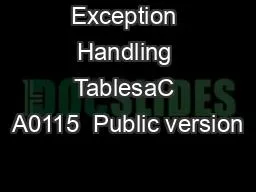 Exception Handling TablesaC A0115  Public version