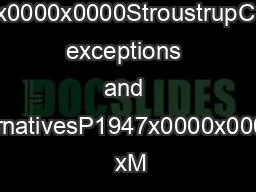 x0000x0000StroustrupC exceptions and alternativesP1947x0000x00001  xM