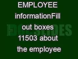 EMPLOYEE informationFill out boxes 11503 about the employee