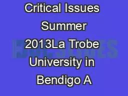 NU India Critical Issues  Summer 2013La Trobe University in Bendigo A