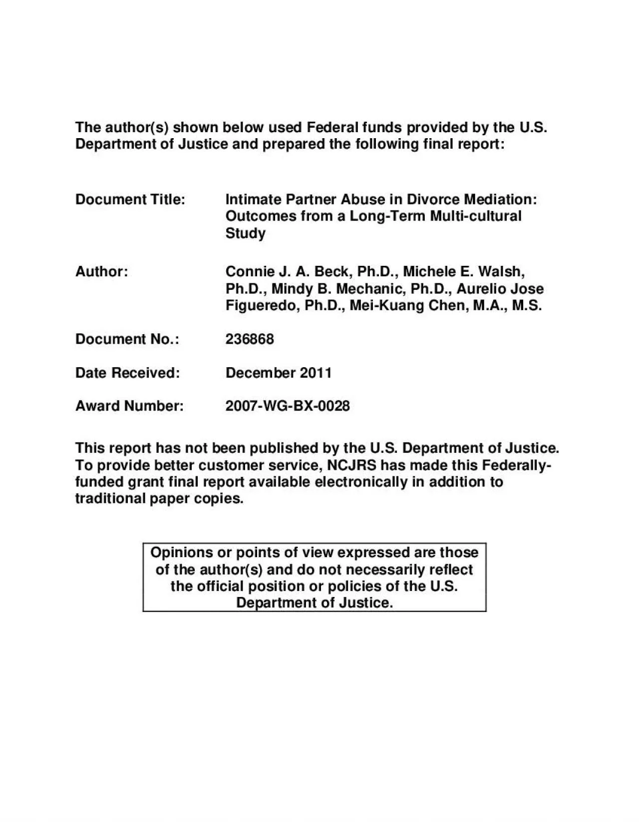 PDF-Intimate Partner Violence in Mandatory Divorce Mediation