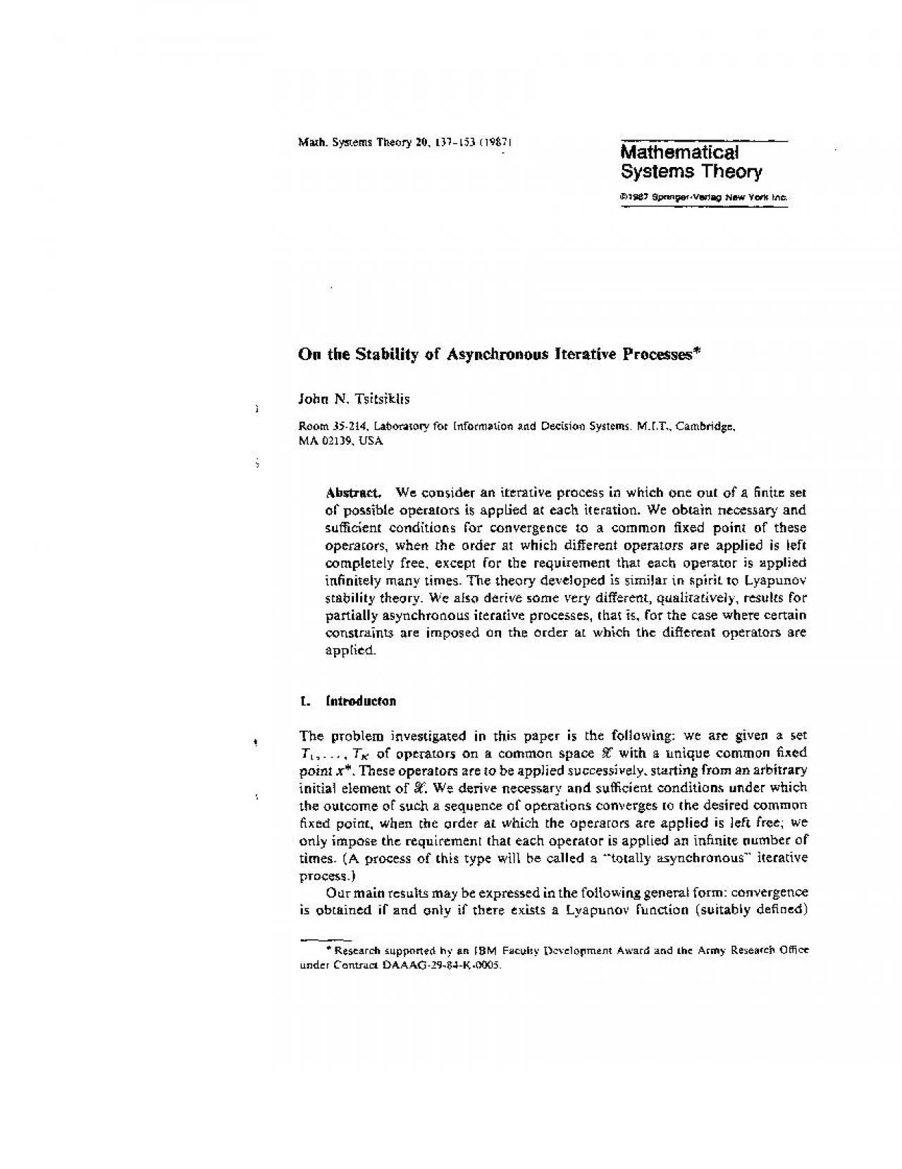 PDF-On the Stability of Asynchronous terative Processes