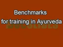 Benchmarks for training in Ayurveda