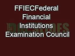 FFIECFederal Financial Institutions Examination Council