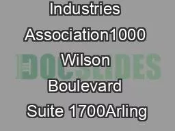 Aerospace Industries Association1000 Wilson Boulevard Suite 1700Arling