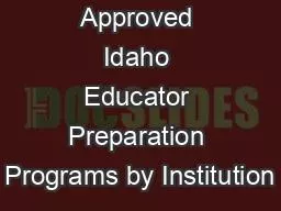 Approved Idaho Educator Preparation Programs by Institution