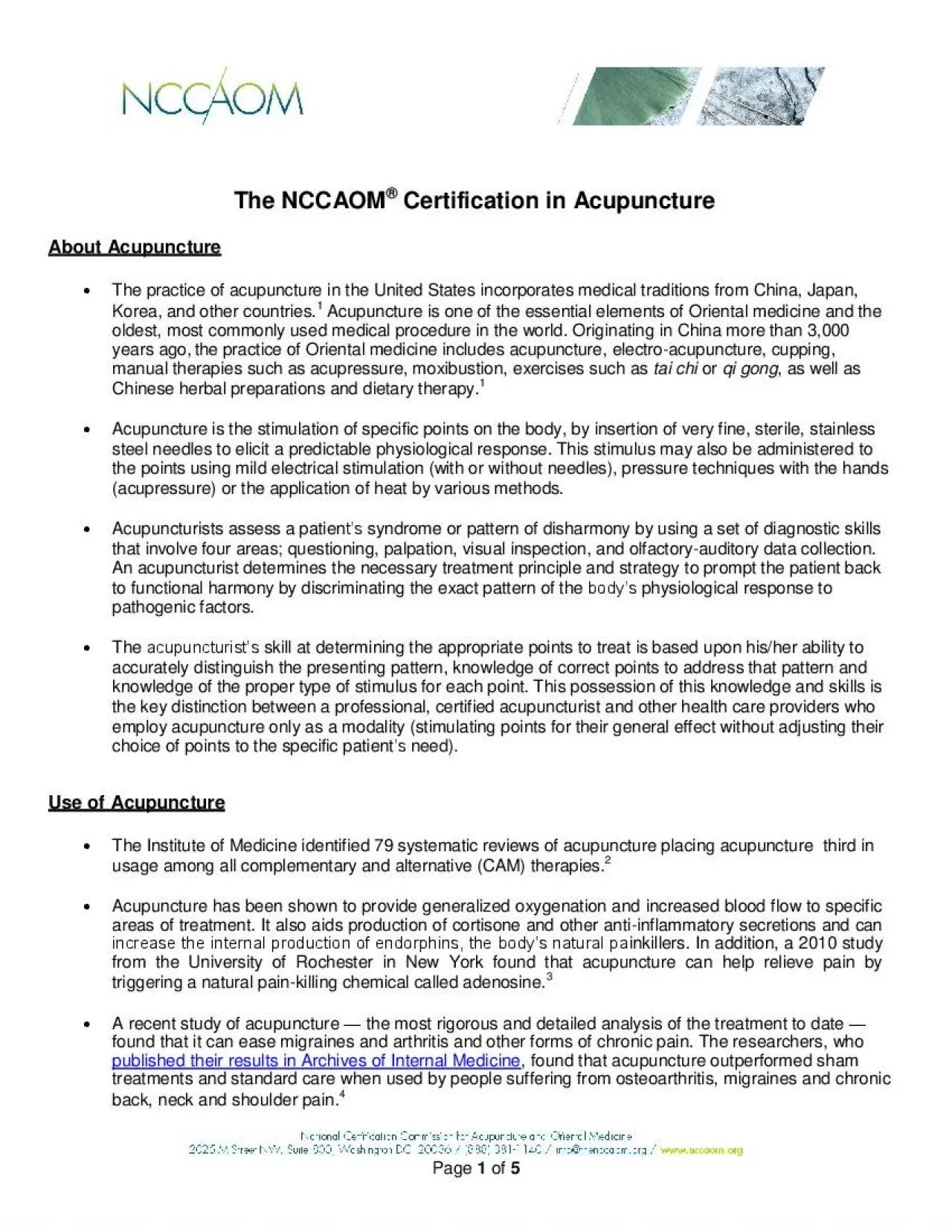 PDF-Page of The NCCAOM Certification AcupunctureAbout Acupuncture