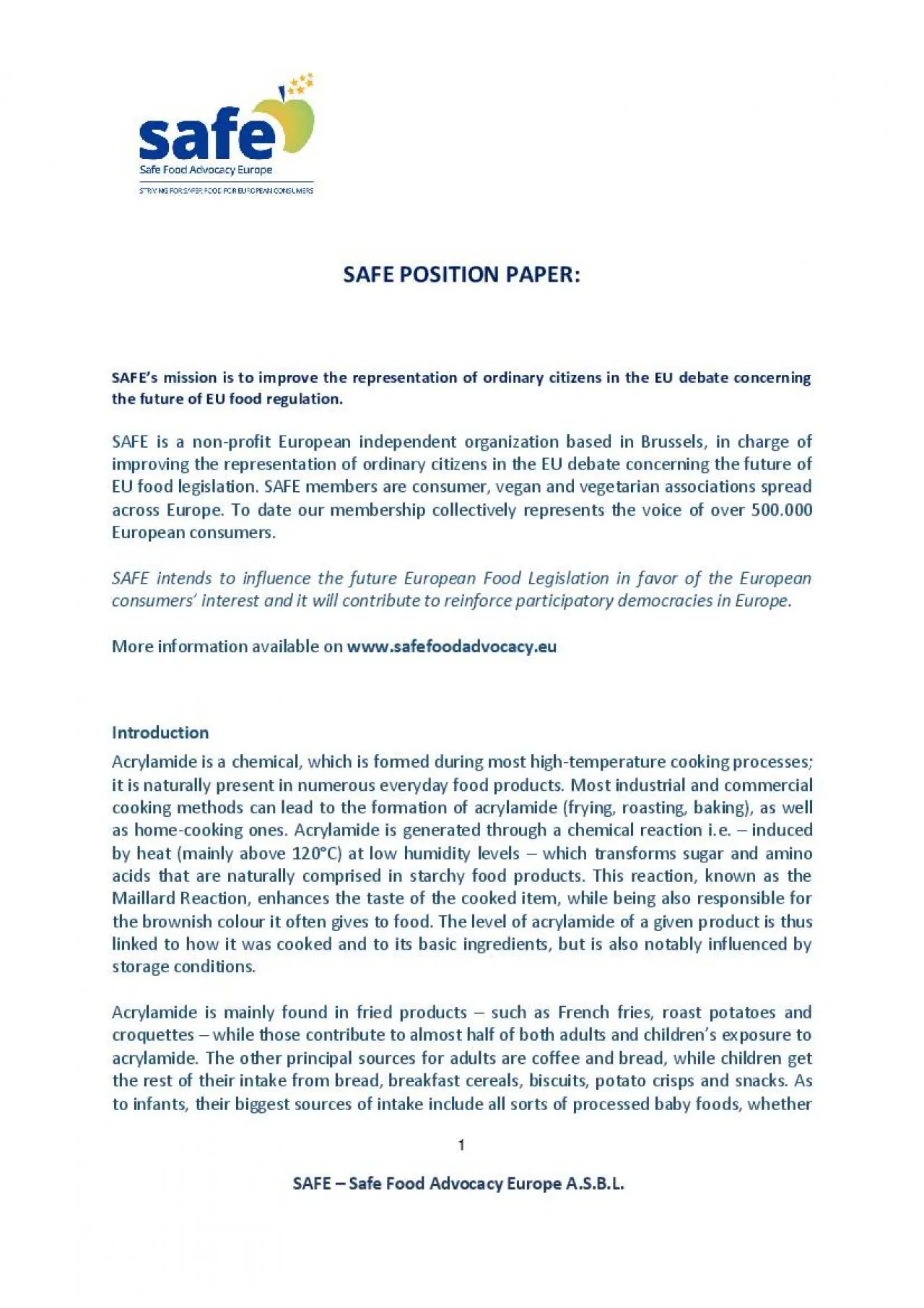 PDF-Safe Food Advocacy Europe ASBL