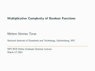 MultiplicativeComplexityofBooleanFunctionsMeltemSonmezTuranNationalIns