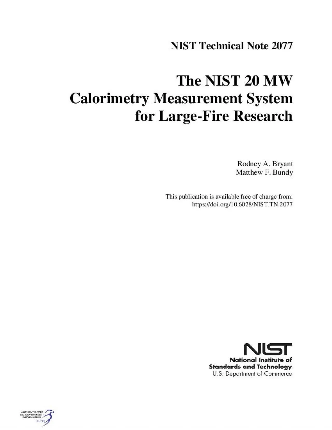 PDF-x0000x0000 xMCIxD 0 xMCIxD 0 NIST Technical Note 2077The NIST 20 MW