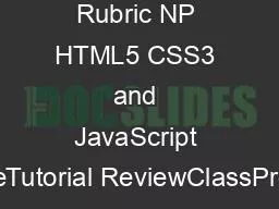 Grading Rubric NP HTML5 CSS3 and JavaScript 6eTutorial ReviewClassProf