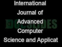 IJACSA International Journal of Advanced Computer Science and Applicat