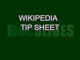 WIKIPEDIA  TIP SHEET