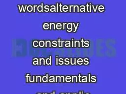 wordsalternative energy constraints and issues fundamentals and applic