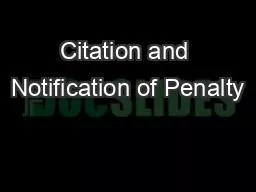 Citation and Notification of Penalty