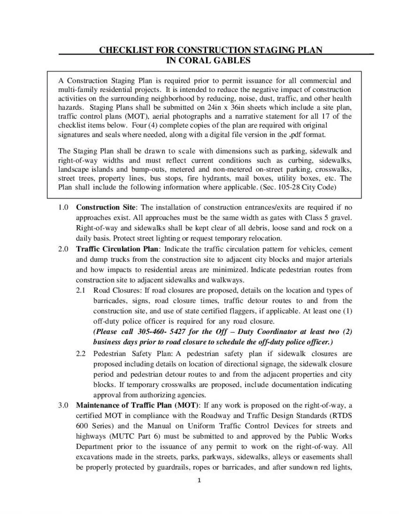 PDF-A Construction Staging Plan is required prior to permit issuance for a