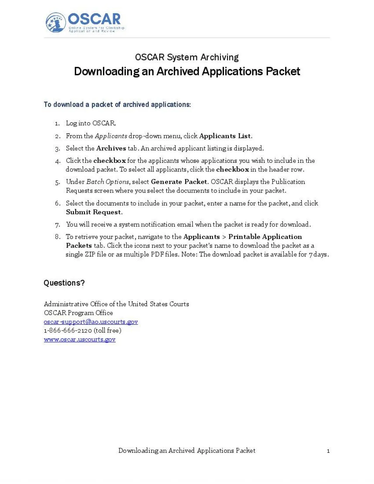 PDF-Downloading an Archived Applications Packet