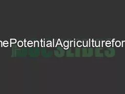 UnitedofDepartStattesThePotentialAgricultureforHarvestingNorthCentralt