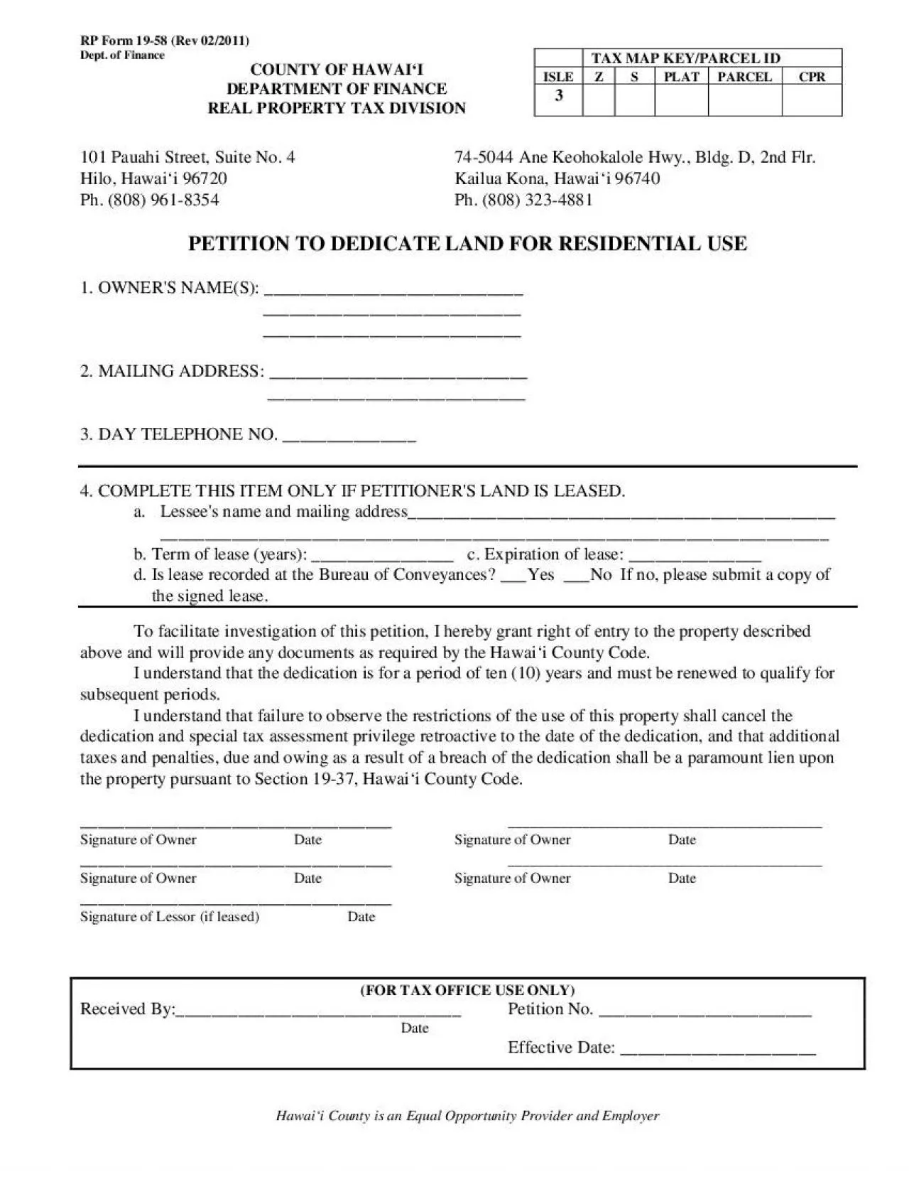 PDF-Hawaii County is an Equal Opportunity Provider and Employer RP Form 19