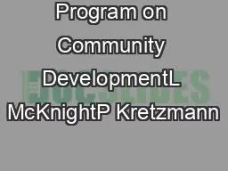 Program on Community DevelopmentL McKnightP Kretzmann