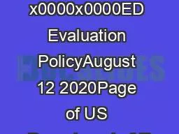 x0000x0000ED Evaluation PolicyAugust 12 2020Page of US Department of E