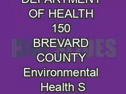 FLORIDA DEPARTMENT OF HEALTH 150 BREVARD COUNTY Environmental Health S