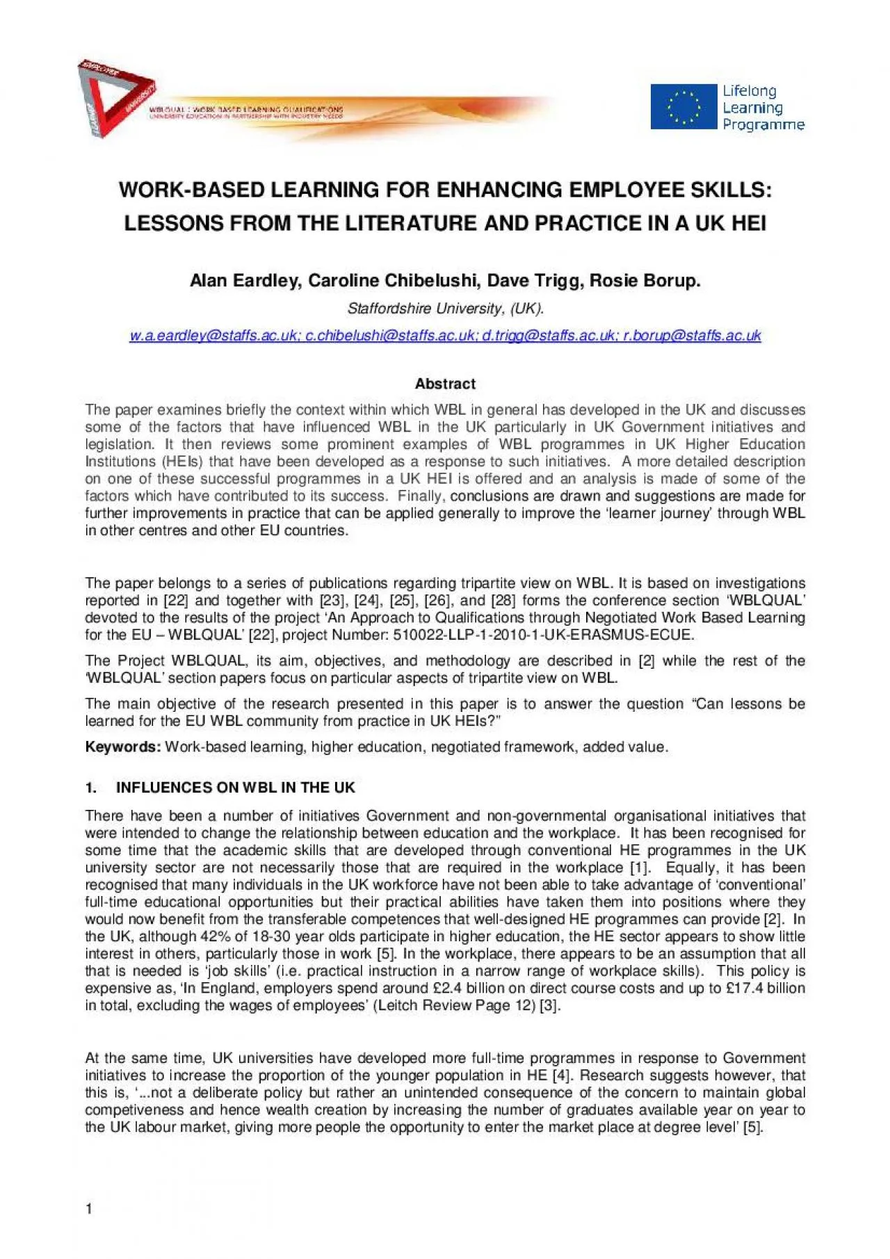 PDF-WORKBASED LEARNING FOR ENHANCING EMPLOYEE SKILLS LESSONS FROM THE LIT