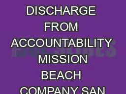 REQUEST FOR DISCHARGE FROM ACCOUNTABILITY  MISSION BEACH COMPANY SAN