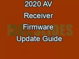 2020 AV Receiver Firmware Update Guide