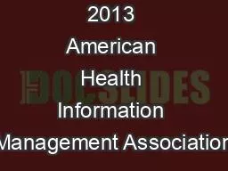 2013 American Health Information Management Association