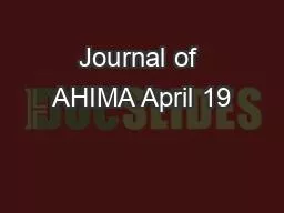 Journal of AHIMA April 19