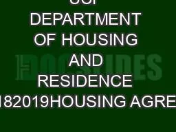 UCF DEPARTMENT OF HOUSING AND RESIDENCE LIFE20182019HOUSING AGREEMENT