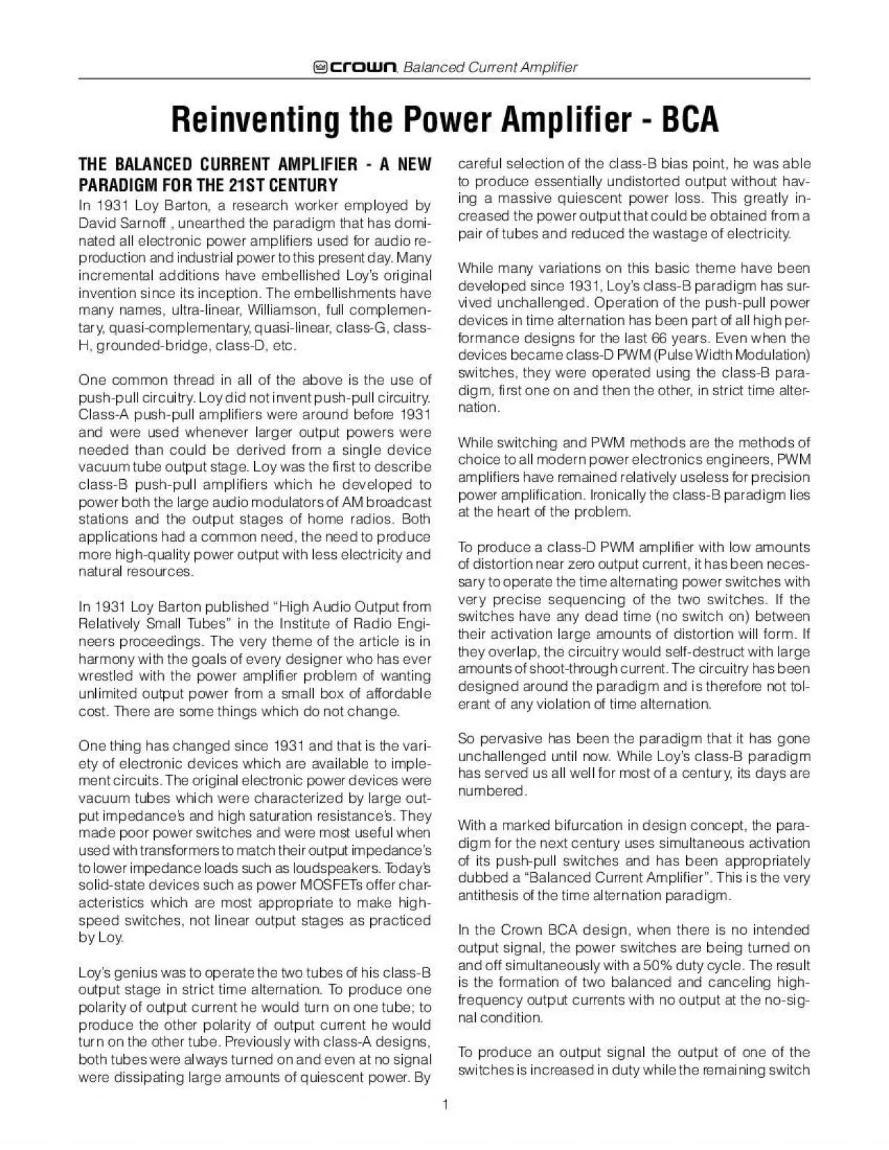 PDF-Balanced Current Amplifier